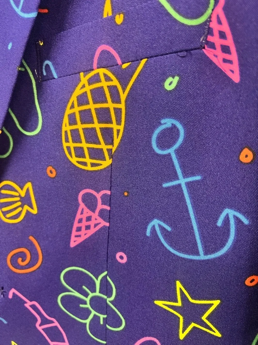 Opposuits- Vibrant Blue Neon-Doodle Dude Print‎ Men's Blazer and pant set
